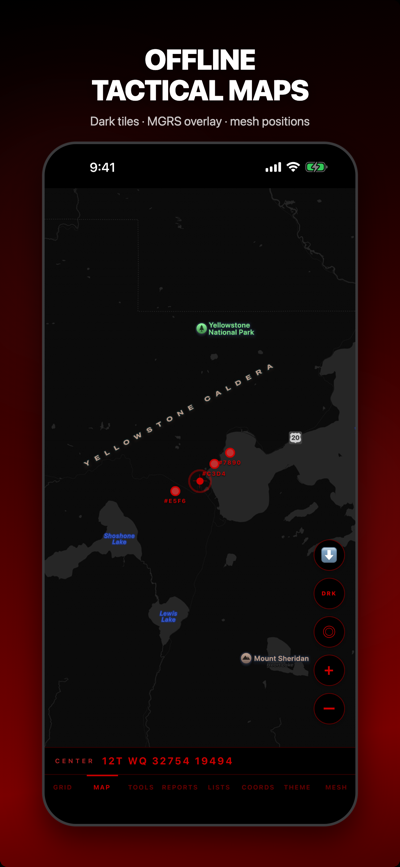 Offline tactical maps with Meshtastic mesh positions