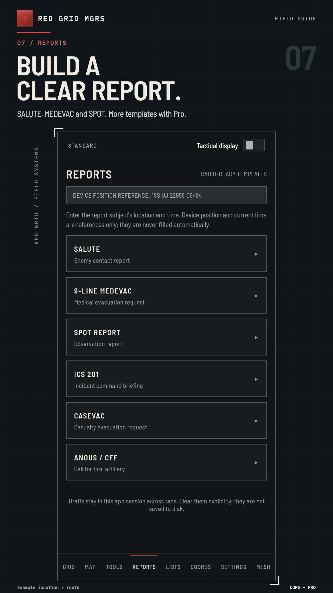 BUILD A CLEAR REPORT. · CORE + PRO