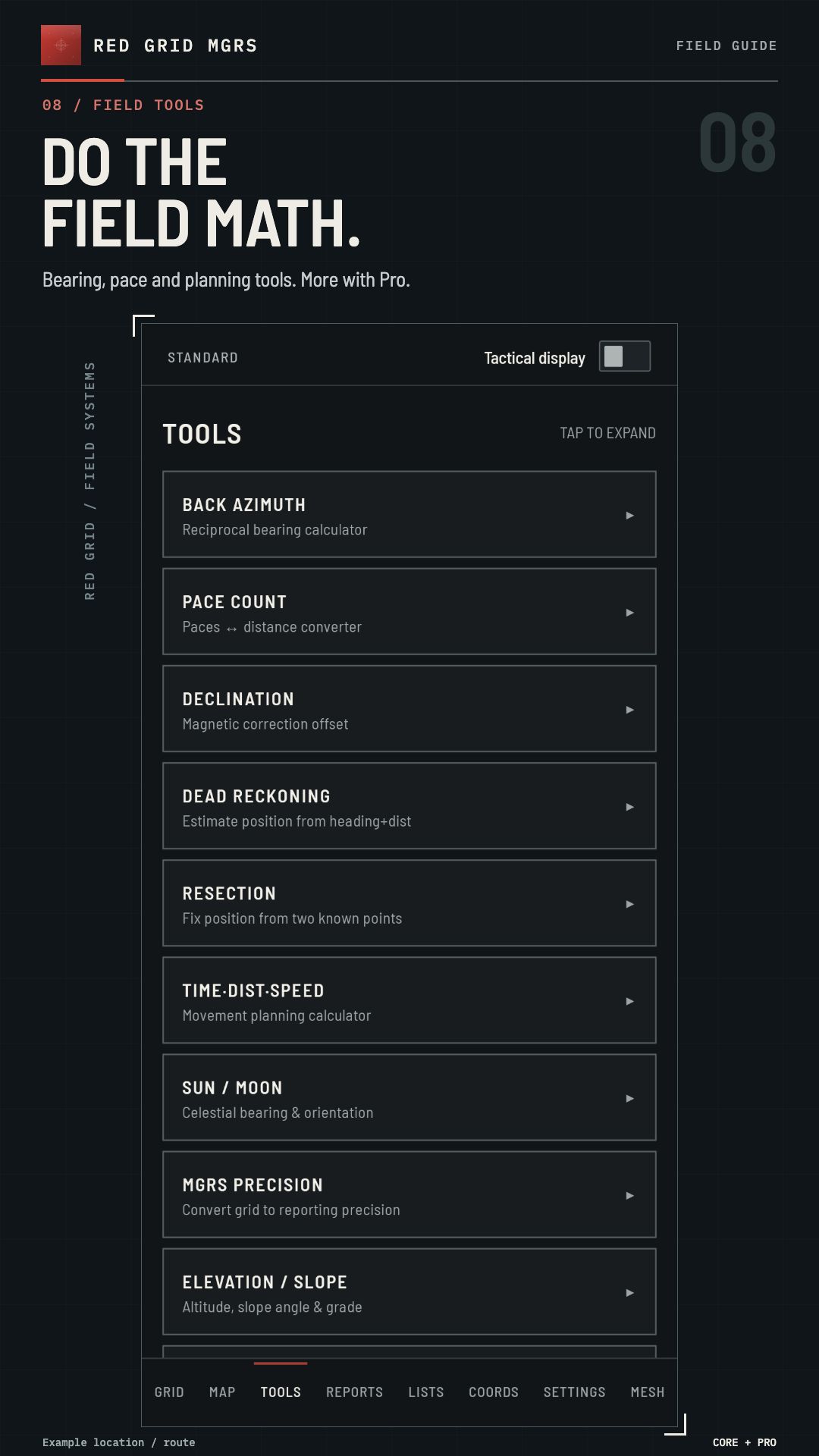 DO THE FIELD MATH. · CORE + PRO
