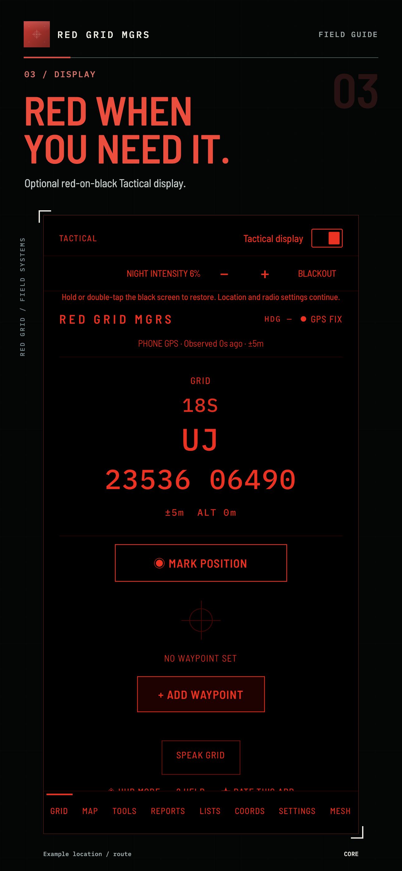 RED WHEN YOU NEED IT. · CORE