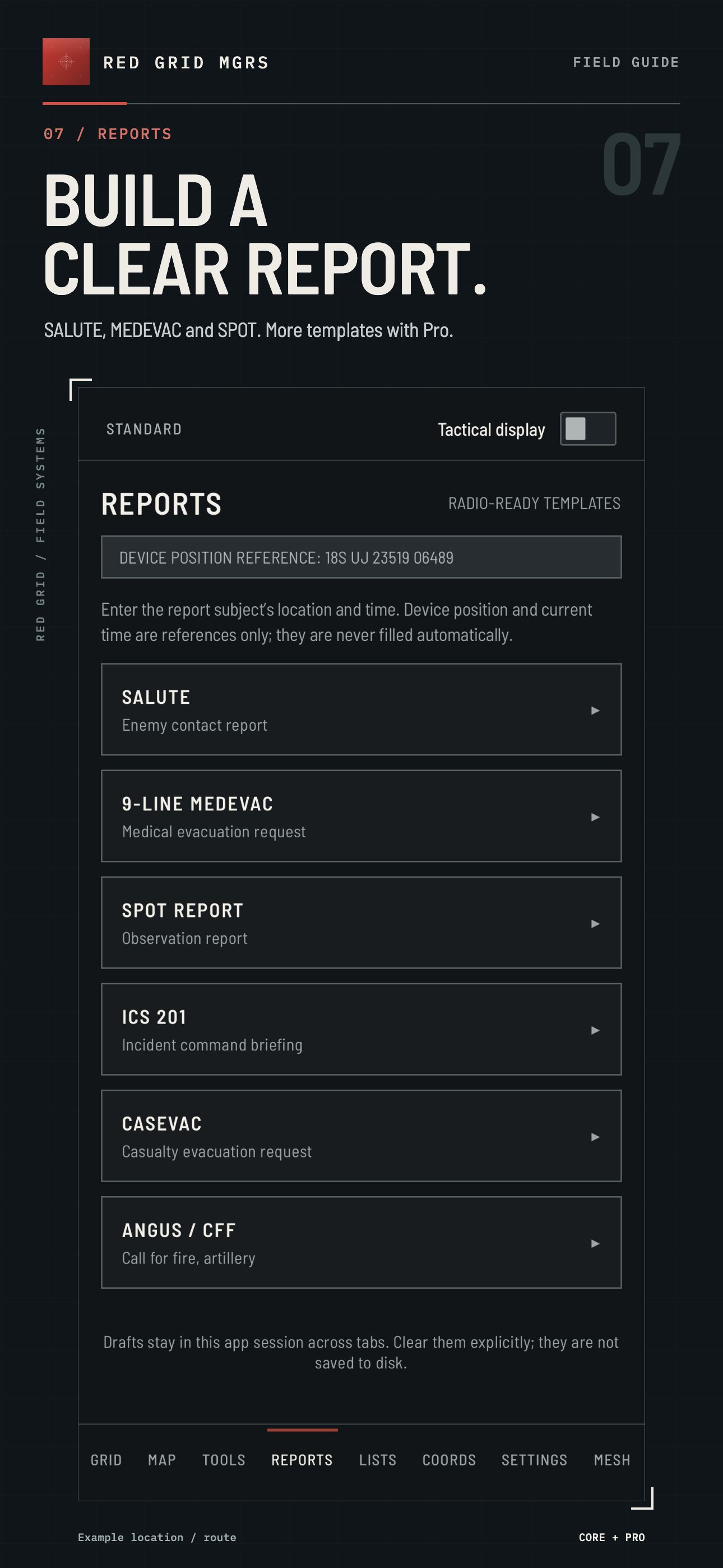 BUILD A CLEAR REPORT. · CORE + PRO