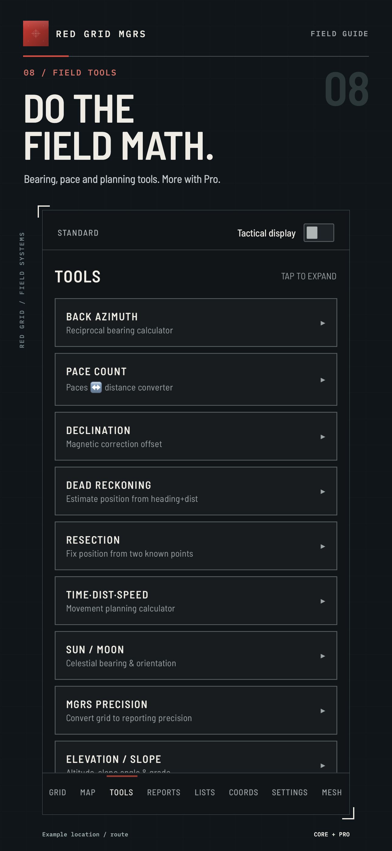 DO THE FIELD MATH. · CORE + PRO